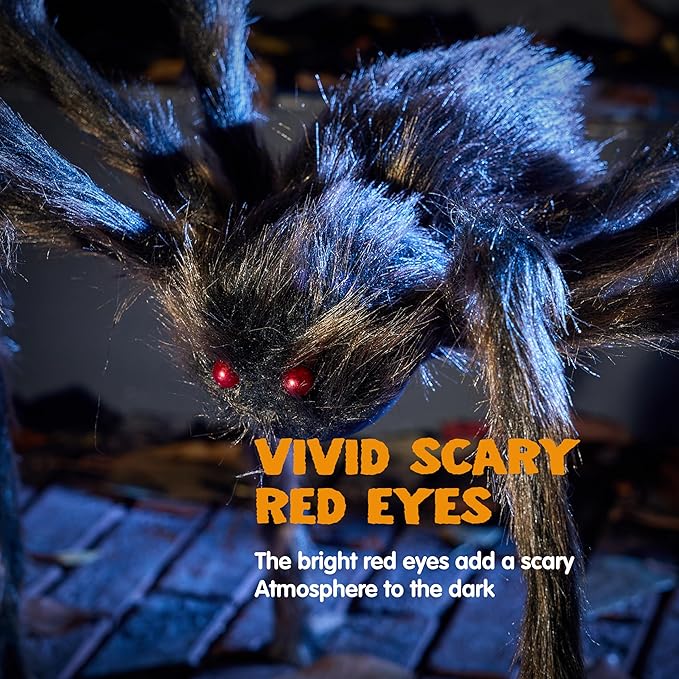 JOYIN 2 Pack 5 Ft Halloween Outdoor Decorations Hairy Brown Spider, Scary Fake Giant Large Spider Haunted House Props, Halloween Lawn Porch Yard Garden Tree Decorations Party Indoor Decor