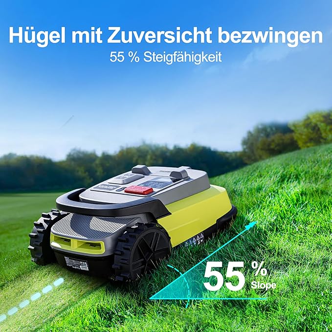 Robot Lawn Mower, RTK+AI Vision Robot Mower for Accurate Navigation & Obstacle Avoidance, No Perimeter Wire, Smart APP Control, Automatic Grass Cutting for Large Lawns, 55% Slopes (M10_RTK)