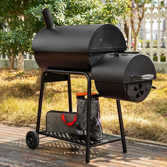 Royal Gourmet CC1830FC Charcoal Grill Offset Smoker (Grill + Cover), Black