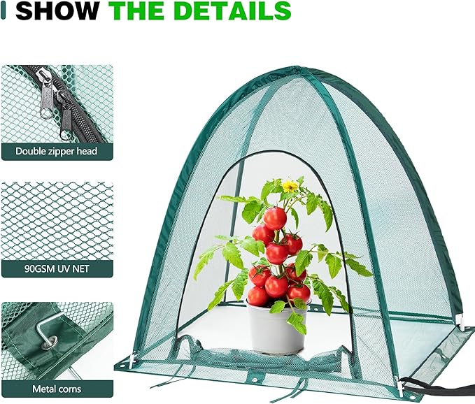 Premium Mini Garden Mesh Netting Pop Up Greenhouse Plant Covers and Animal-Proof Plant Protectors - Ideal for Summer Gardening