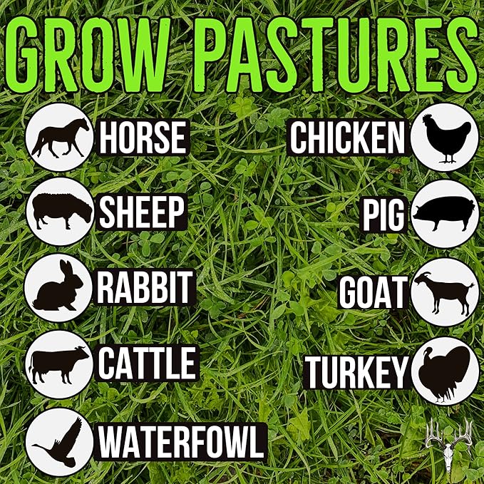 Memas Moo Mix, 8LB EcoPack, Farm Pasture Seed Blend for Horse, Cattle, Pig, Goat, Chicken, Duck, Sheep & Livestock, Grow Alfalfa & Perennial Grasses Fields, Graze Resistant, Cold Tolerant