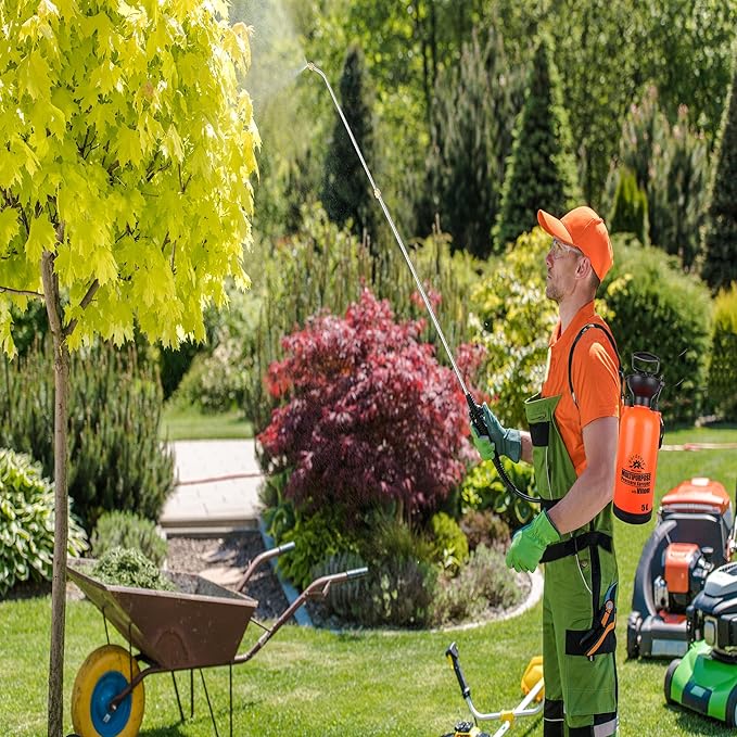 Pump Sprayer Upgraded Garden Sprayer Premium Viton Seals Telescopic Metal Lance & a Complete Set of Spare Parts Pumping Spray Bottle 5L for Watering Lawn Care & Home & Car Cleaning