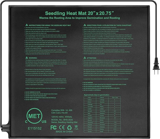 Bestio Waterproof Seedling Heat Mat, 20×20.75 in Heat Mats for Seed Starting, MET Certified Seed Mat, Suitable for Indoor Gardening, Germination