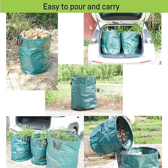 1x72Gallons+2x34Gallons (Free Gloves) Leaf Garden Bags,Reusable Heavy Duty Yard Waste Bag Set,Standable Design and Reinforced 4 Handles for Garden,Lawn,Leaf,Grass,Debris,Camping
