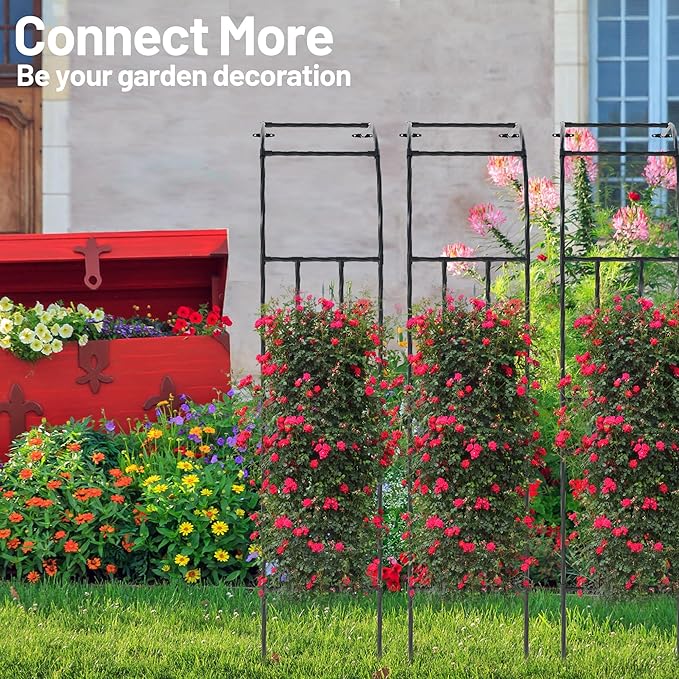 Twira Half Side Garden Arch Trellis, 7.9FT Metal Garden Arbor Trellis for Climbing Plants Outdoor, Black Half Arch Wedding, Garden Archway Arbors and Trellises Decoration for Lawn, Patio, Backyard