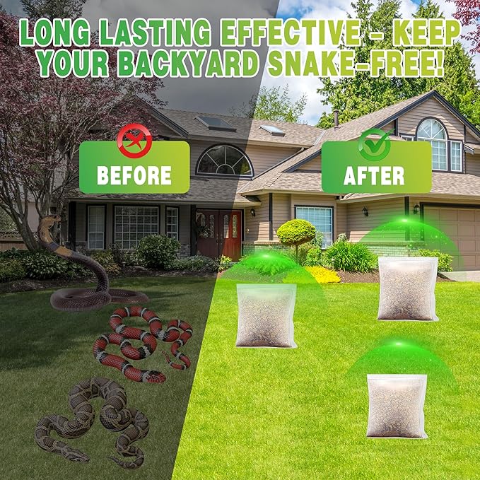 16 Pack Snake Repellent for Outdoor & Indoor Use, Natural Snake Deterrent for Yard Powerful, Pet and Child Safe, Long-Lasting Snake Away Pouches for Lawn, Garden, Garage, Basement,Snake Repellent