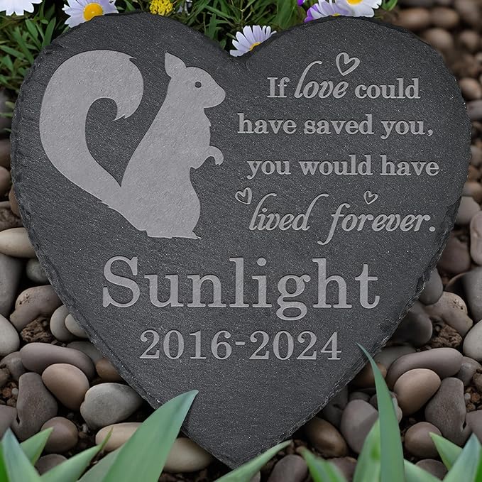 Squirrel Memorial Stone -Squirrel Memorial Gifts - Pet Loss Gift - Loss of Squirre - Heart