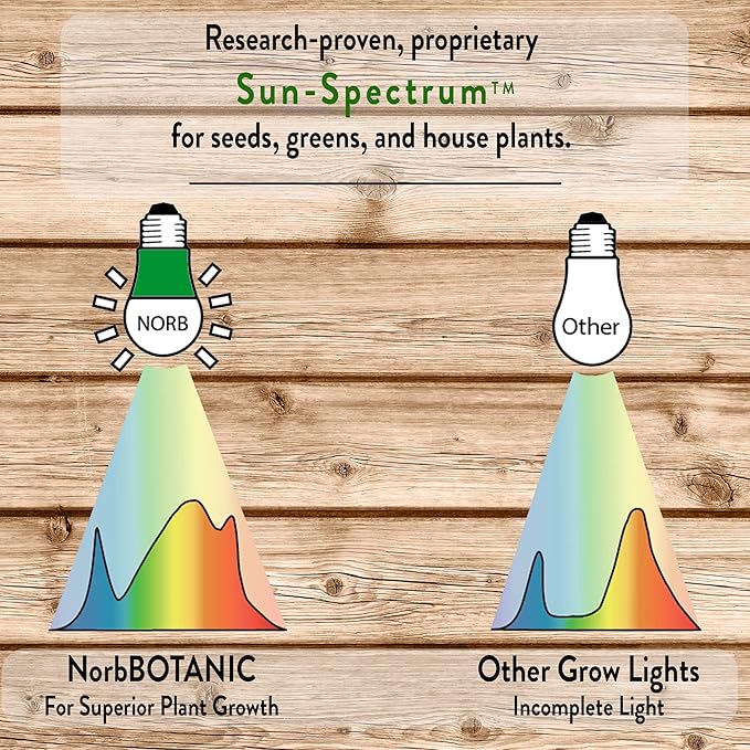NorbBOTANIC A19 LED Grow Light – Full-Spectrum 9W Plant Light, Mimics Sunlight for Seed Germination, Optimal Indoor Plant Growth, Herbs, Tropical, Houseplants, High-Intensity, E26 (4-Pack)