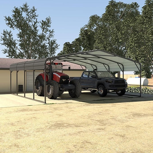 VEIKOU 20'x20' Metal Carport, Heavy Duty Car Port with Steel Panels, Carport with Innovative Assembly Structure, Carports for Car, Boat, Truck