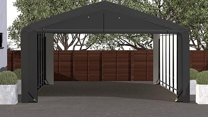 ShelterLogic ShelterTube Garage & Storage Shelter, 20' x 32' x 10' Heavy-Duty Steel Frame Wind and Snow-Load Rated Enclosure, Gray