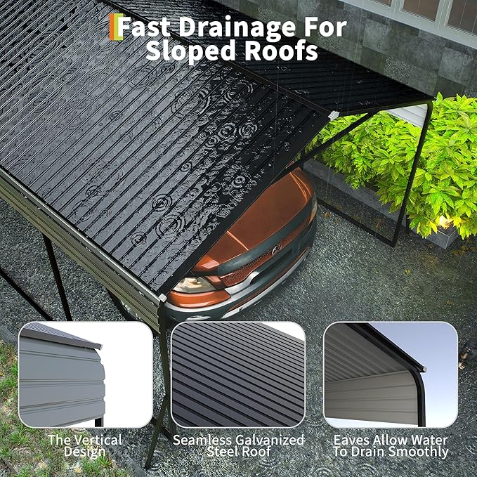 12x25 FT Metal Carport, Heavy Duty Carports Canopy with Galvanized Steel Frame & Roof, Outdoor Garage Car Port for All-Weather, Outdoor Galvanized Shelter for Car, Boats and Truck