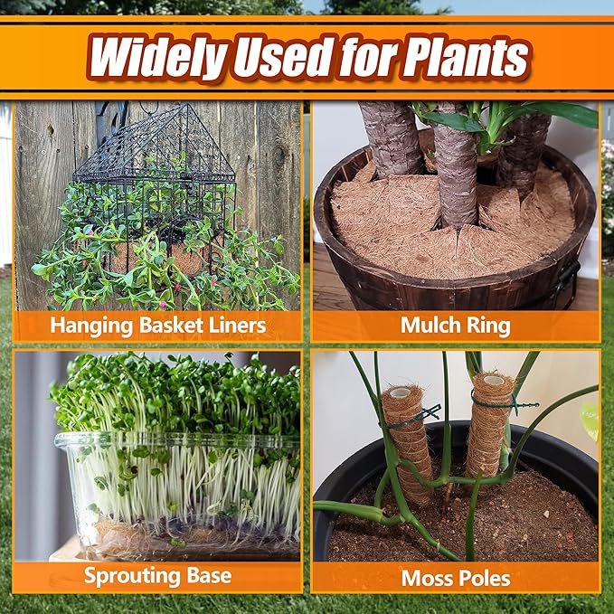 Coco Liner Roll, 16 x 40 Inch Coconut Fiber Liners for Planter Window Box Flower Basket, Natural Coco Coir Sheet Coco Mats for Animal Pet Pad, Reptile Carpet, Garden Decoration