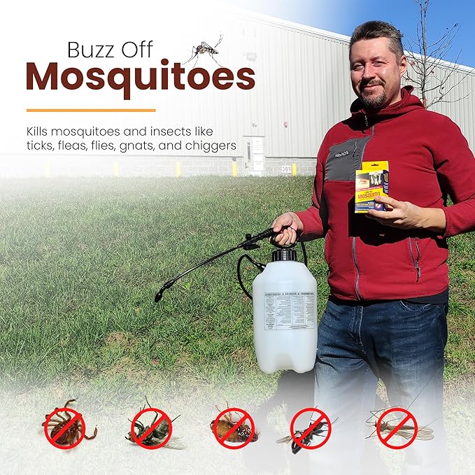 Natural Mosquito Control Spray Concentrate, Repels Mosquitoes, Ticks, Fleas, Flies, Gnats, and Chiggers Away. Makes up to 4 Gallons! (4oz Concentrate)