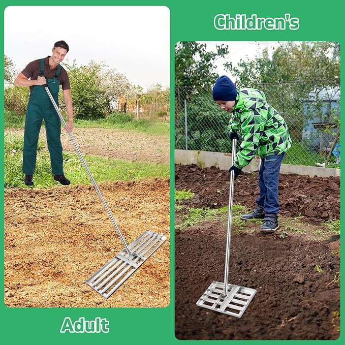 Lawn Leveling Rake(3 Packs) Yard Leveling Rake Suit,Heavy Duty Effort Saving Lawn Level Tool,36"x10"x75" Heavy-Duty All Stainless Steel Lawn Leveler（1 Pack,15"x10"x 50"Lawn Leveler Tool（2Packs）
