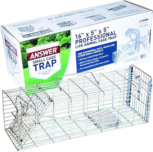 Answer Live Catch Trap for Chipmunks, Rats, Voles & Other Small Pests – Humane Small Rodent Cage Trap – Durable and Easy-to-Use Pest Control Solution