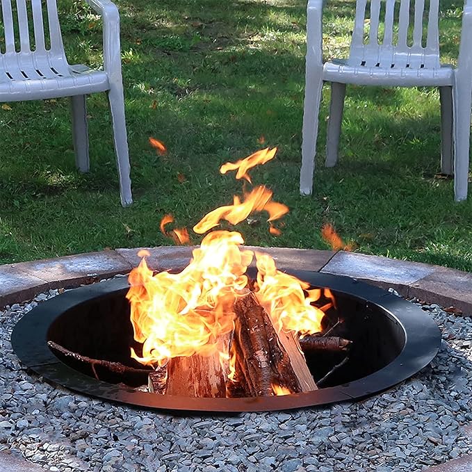 Sunnydaze Outdoor Fire Pit Ring - DIY Above or In-Ground Steel Fire Ring Insert - 45-Inch Outer/39-Inch Inner Diameter