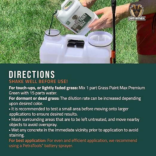 PetraMax Max Grass Paint for Lawn - Maintain Perfect Green Grass, Spray for Lawn & Shrubs Green Spray, Paint Pair with Petra Sprayers - Touch up Dog Spots - Non-Toxic Safe for Pets (Premium, 32 oz)