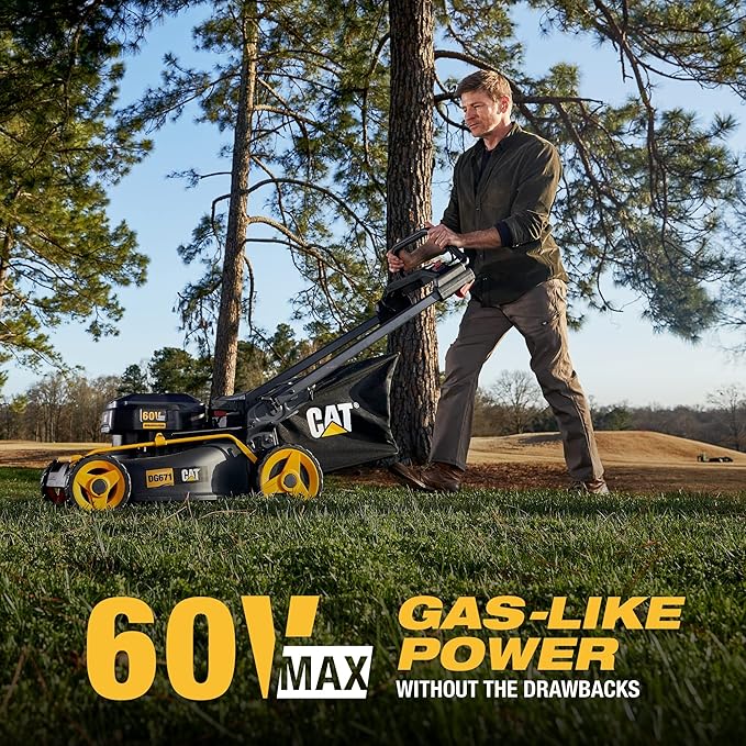 Cat DG670 60V 21" Cordless 3-In-1 Cutting Modes, Brushless Push Lawn Mower with TorqLogic - Battery & Charger Included