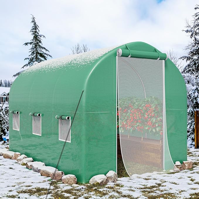 YITAHOME 10x6.5x6.5ft Greenhouses Large Walk-in Green House Heavy Duty Tunnel Green Houses Outdoor Portable Plant Gardening Upgraded Galvanized Steel Frame Zipper Doors 5 Crossbars Garden