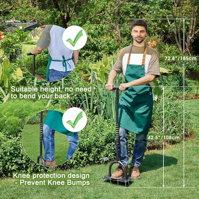 Aerator Lawn Tool for Gardening,42.5 in Manual Lawn Aerators-Easily Assemble Soil Aerator with Longer Spikes & Wider Foot Plate,Yard Aerator for Lawn to Revives Lawn Health