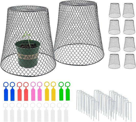 10Pcs Chicken Wire Cloche Plant Covers, 9.2×9.2 Inches Plant Protectors from Animals, Metal Garden Plant Cages for Outdoor Plants, Keep Rabbits, Squirrels, Birds Out