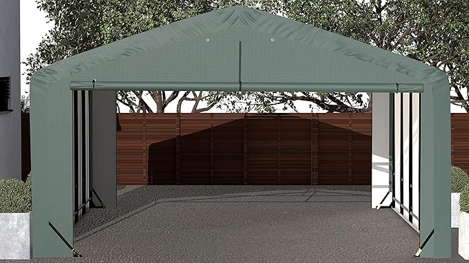 ShelterLogic ShelterTube Garage & Storage Shelter, 20' x 23' x 12' Heavy-Duty Steel Frame Wind and Snow-Load Rated Enclosure, Green