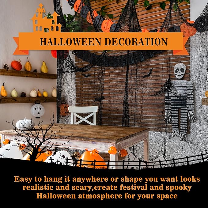 5Pcs Halloween Creepy Cloth Black 30×72inch - Halloween Decorations Clearance - Creepy Spooky Halloween Decorations Outdoor Indoor