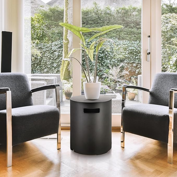 Afterglow 16" Propane Tank Cover Table, Round Tank Container Fits Standard 20 lbs Propane Tank Outdoor Gas Tank, Deck Backyard Patio, Dark Grey