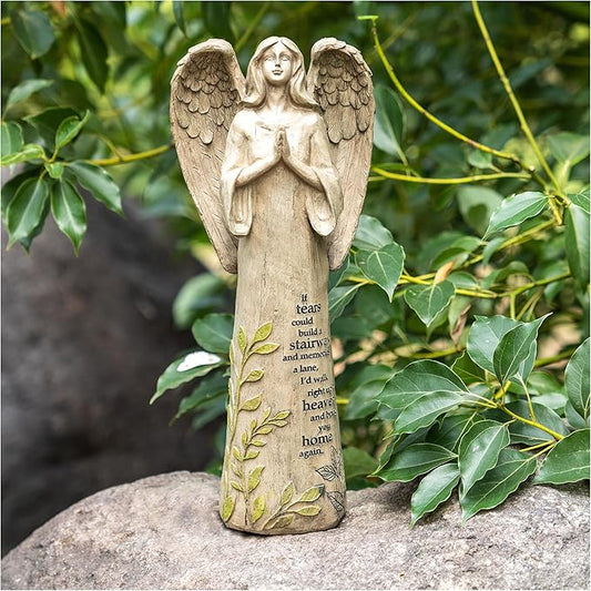 DUSVALLY Angel Garden Statues Outdoor Resin Statue Decoration, Praying Commemorating Memorial Decor, Healing Angel Gifts, 13 inches