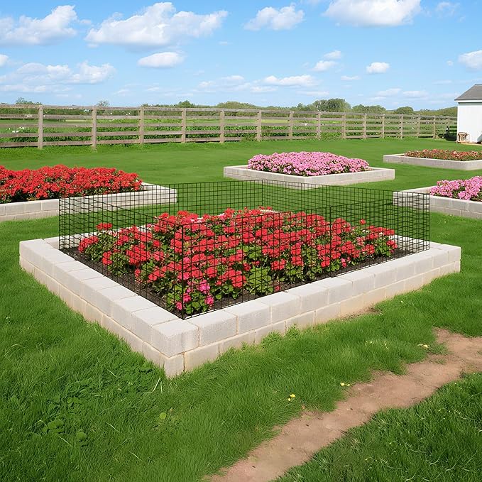 8pcs Plant Protectors from Animals, 24"x 12" Wire Plant Protector, Wire Cages for Plants with Stakes and Cable Ties, Metal Plant Cages for Plants, Vegetables, Flowers