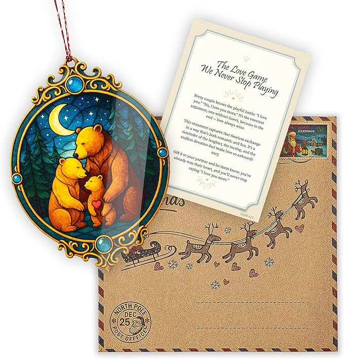 Christmas family of three ornament - Bear Family Ornament – bear ornament – family gifts – woodland decor – christmas ornament – Suncatcher effect window hanging – Car Hanging