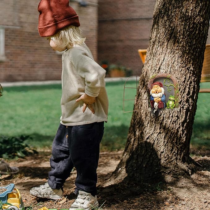 Outdoor Garden Statues, Resin Gnome Tree Hugger, Durable Outdoor Decor, Whimsical Yard Sculpture, Garden Peeker Yard Art, Waterproof & Handcrafted, Unique Garden Ornament Gift
