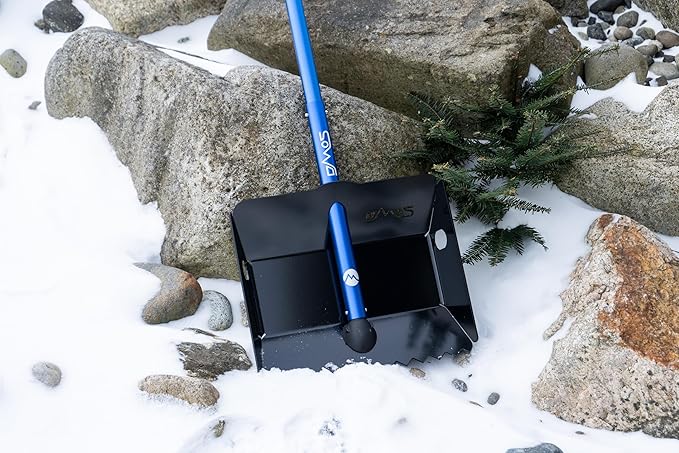 DMOS Stealth Shovel - Lightweight, Heavy-Duty Aluminum Sand & Snow Shovel with Extendable & Collapsible Handle for Camping, Overlanding, Survival, & Off-Road Use - Black/Blue - X-Large