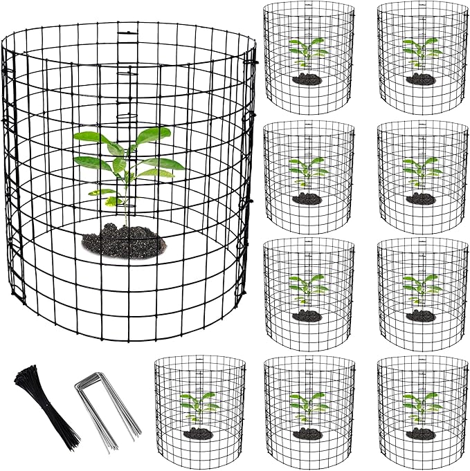Adnee 10 Packs Wire Plant Protector from Animals - 12" H X 12" D Metal Mesh Plant Cage Covers - Sturdy Garden Bunny Barricades Chicken Wire Cloche for Plants Shrubs Vegetables Flowers