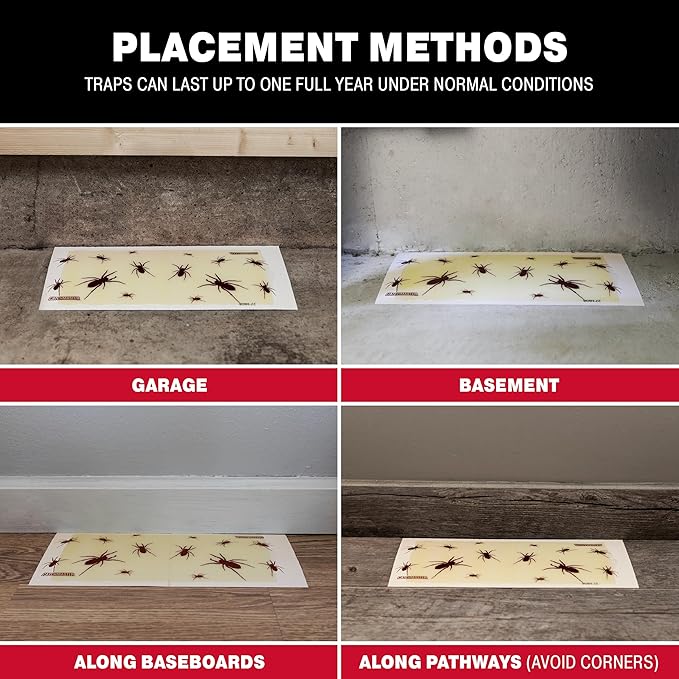 Catchmaster Brown Recluse Spider Giant Glue Boards 6Pk, Adhesive Bug Catcher, Insect, Scorpion, Cricket, Cockroach & Spider Killer for Home, Bulk Glue Boards for House & Garage, Pest Control for Home