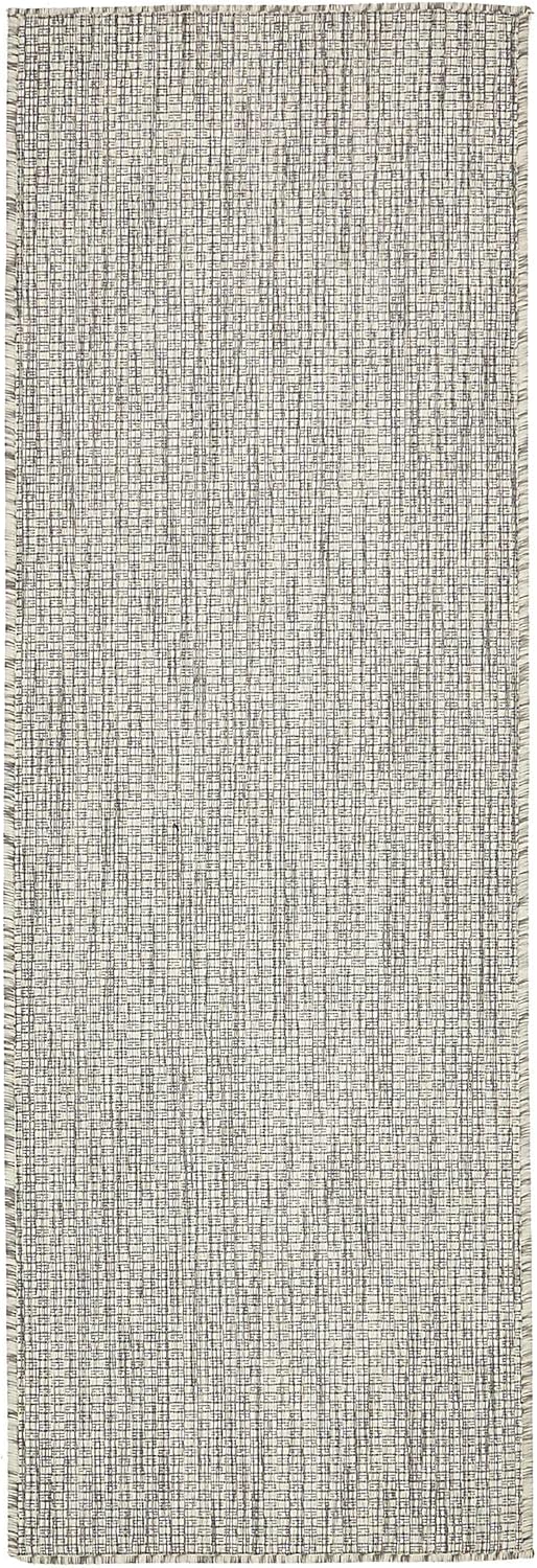 Unique Loom Collection Casual Transitional Solid Heathered Indoor/Outdoor Flatweave Area Rug (2' x 6' 1" Runner, Light Gray/Ivory)