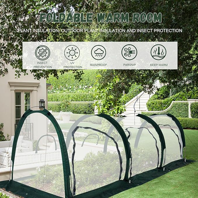 Portable Tunnel Greenhouse for Outdoors - Transparent Mini Greenhouses Ideal for Backyards and Outdoor Vegetable Cultivation (3M)