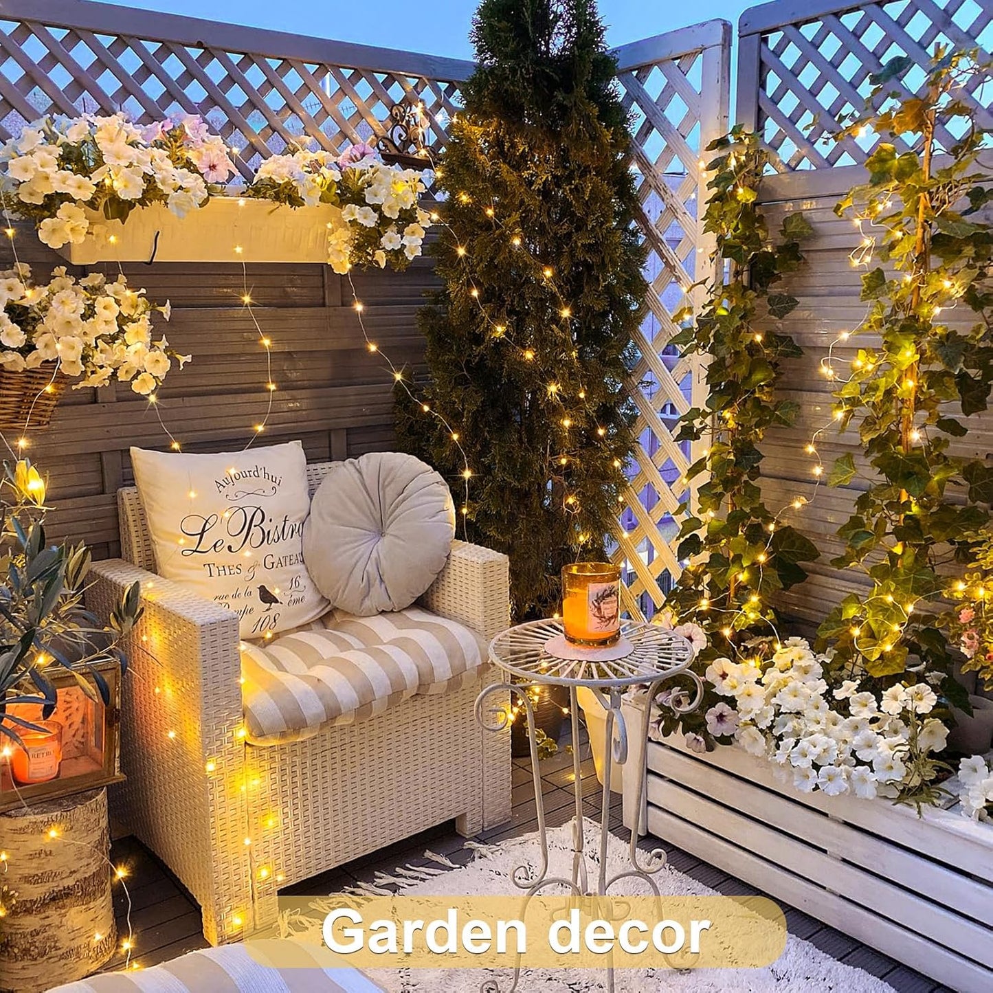 JMEXSUSS 2 Pack Solar String Lights Outdoor Waterproof, Each 33FT 100 LED Warm White Christmas Lights, Waterproof 8 Modes Copper Wire Solar Fairy Light for Outside Patio Tree Yard Garden Decorations