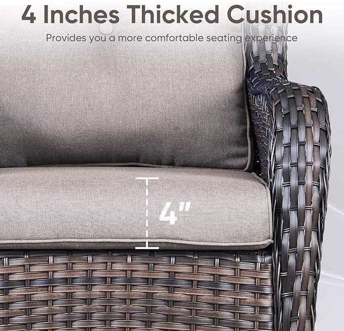 Patio Chair Cushions 4 Packs - Outside High Back Thickened Replacement Cushion 22x24 with Zipper Cover for Outdoor Rocking Swivel Chairs Loveseat Couch – Grey/Buckle