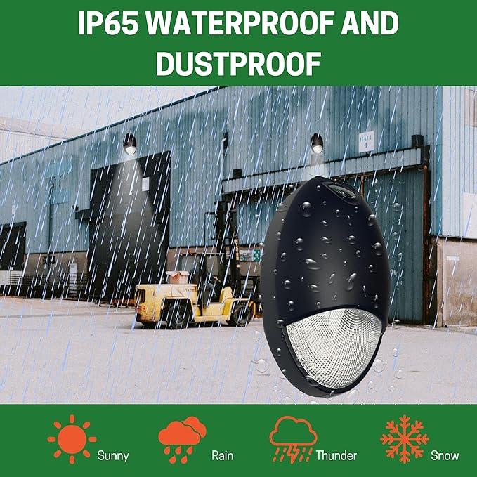 Mini Wall Pack Emergency Lights, LED Emergency Lights with Battery Backup, 12W Outdoor Emergency Light with 90mins Power, Photocell Sensor, IP65, Wet Resistant, 2 Pack, Black