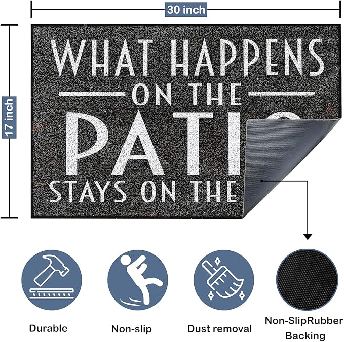 Patio Door Mat, Funny Welcome Mats Doormat Non-Slip for Patio Deck Yard Backyard Front Door Porch Indoor Outside Entrance Entryway, 17x30 Inch