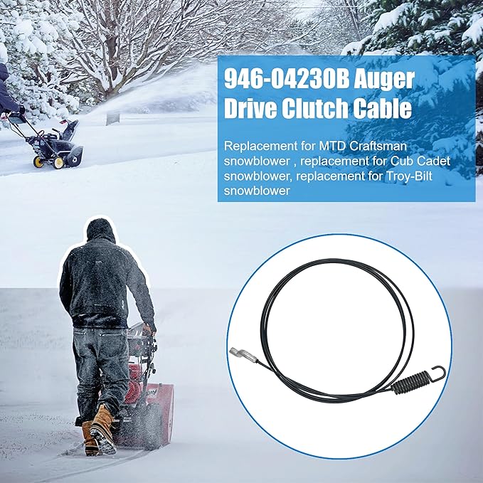 2Pack 746-04230 Auger Control Cable Replacement for MTD Troy-Bilt Cub-Cadet Snow Blower, 946-04230B Auger Clutch Cable Replacement for Yard Machines Snow Thrower 946-04230A 946-04230