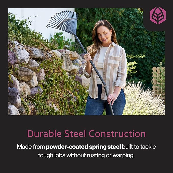 Yard Butler World’s Greatest Leaf Rake | Heavy Duty All Steel Rake with Ergonomic Garden Claw, 20 Free-Floating Tines & Long Metal Handle – Lawn, Yard, Bed, Landscape for Leaves, Grass & Debris, 18"