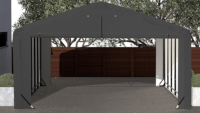 ShelterLogic ShelterTube Garage & Storage Shelter, 20' x 27' x 12' Heavy-Duty Steel Frame Wind and Snow-Load Rated Enclosure, Gray