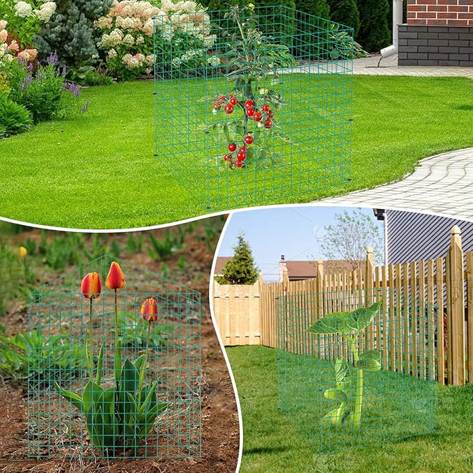 4 Packs Wire Plant Protectors,15.3" X 15.3" Wire Mesh Plant Protector cage,DIY Garden and Vegetable Protectors,Plant Cage to Protect Plants from Animals