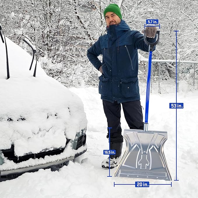 Snow Joe SNJ20A-ERG Heavy-Duty Aluminum Ergonomic Snow Shovel w/Steel Wear Strip & D-Grip Handle, Fully Assembled