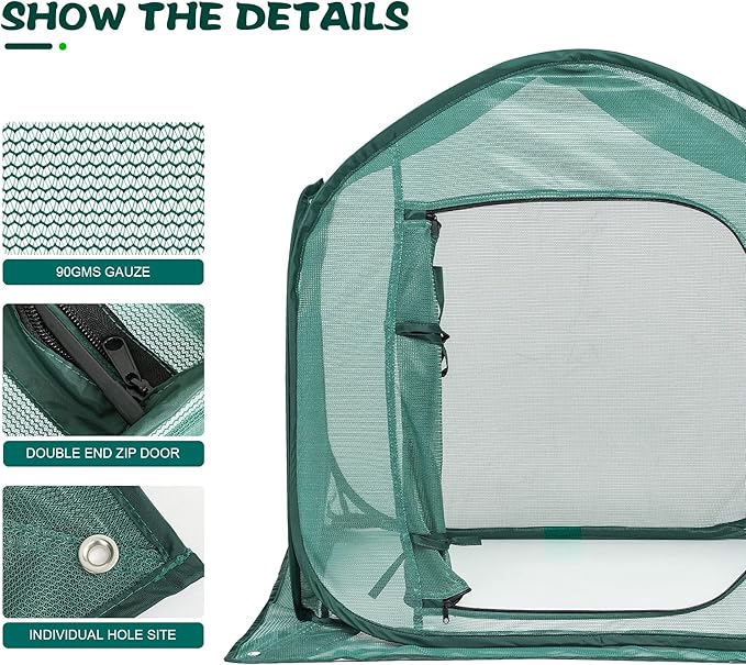 UV-Resistant Durable Pop Up Plant Covers & Garden Mesh Netting - Protective Bird Netting for Tomato & Crop Protection, Portable Pop-Up Mesh Plant Covers for Raised Beds