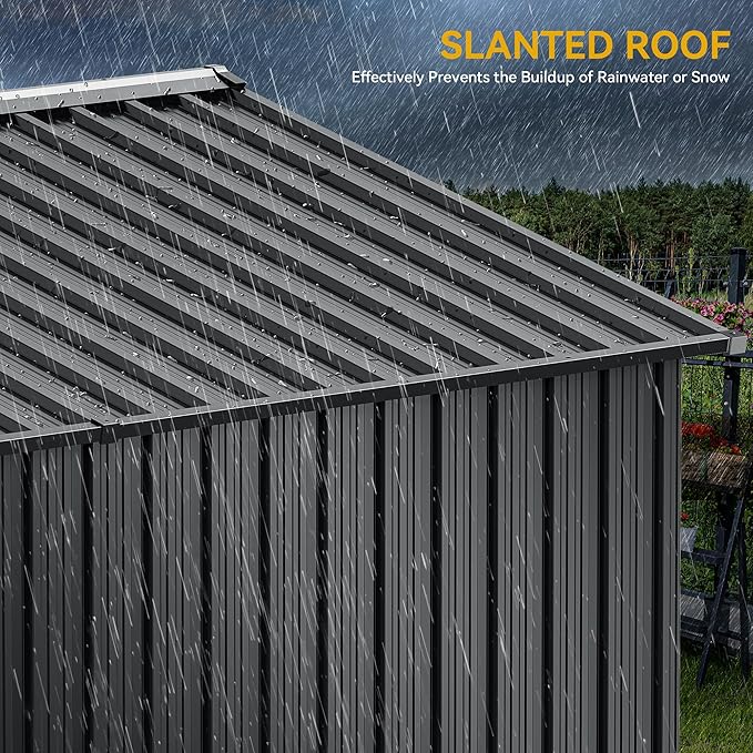 DWVO 9.1x4.2ft Large Outdoor Storage Shed, Metal Tool Sheds, Heavy Duty Tool Storage with Lockable Doors & Air Vent for Backyard Patio Lawn to Store Bikes, Tools, Lawnmowers,Dark Gray