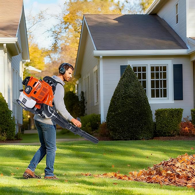 52CC Backpack Blower, 2.2-HP 2-Cycle Gas Leaf Blower with 780 CFM & 270 MPH, Backpack Leaf Blower, Powerful Clearing Performance for Wet Leaf & Debris Clean & Snow Removal