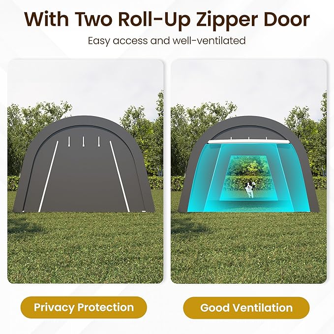 Heavy Duty Carport 13 X20FT, Portable Garage with 2 Roll Up Doors Vents and Metal Round Roof, Outdoor Storage shed Car Port Canopy Tent for Garden Tools, Vehicle Truck Boat, Party